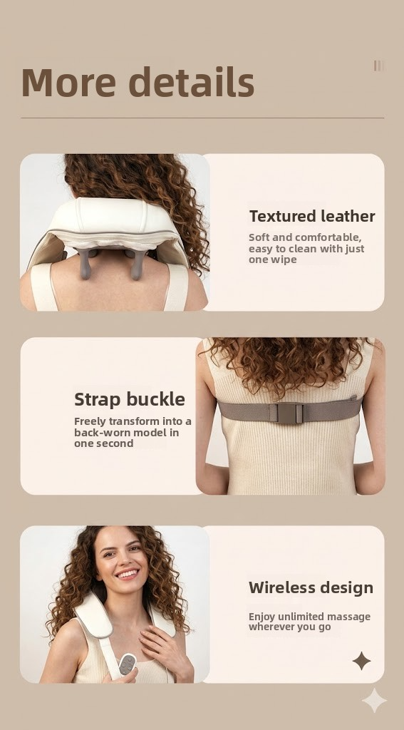 Neck and Shoulder Massage Pellet, with Friction and Heating, 6 Heads, 3 Speeds, Battery, YC-369C