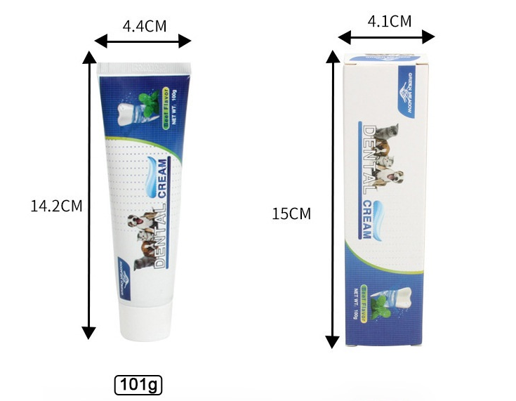 Set igienă orală câini pisici, pastă de dinți + degetar, aromă vanilie/vită, elimină respirația urât mirositoare, 70g