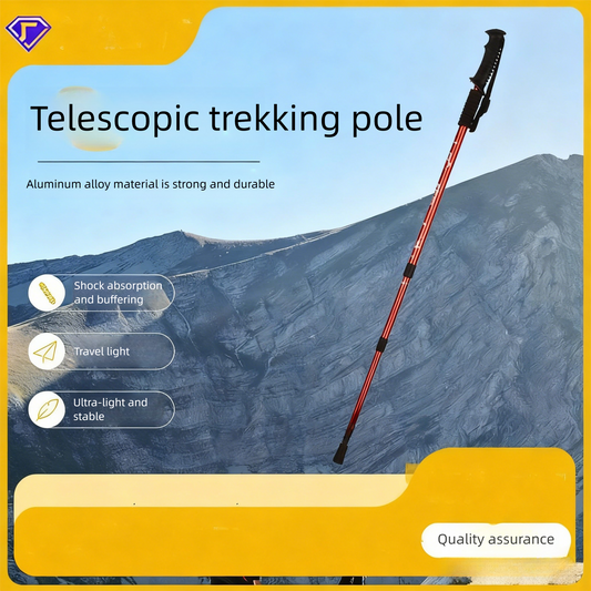 Aluminum alloy walking sticks, telescopic 3 sections, 320g, adjustable 135cm, T or straight handle, red – maximum stability!