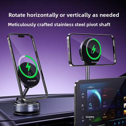 Phone support MagSafe wireless charging, powerful fan, 360° rotation, 15W, black