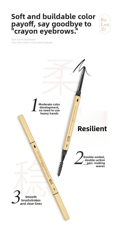 Triangle Eyebrow Pencil, Ultra-Fine Machete Shape for Natural 3D Strokes, Waterproof & Sweat-Proof vs Smudged Brows, Double-Ended Design with Spoolie, 3D Sketch Effect, 5 Colors, Long-Lasting All Day