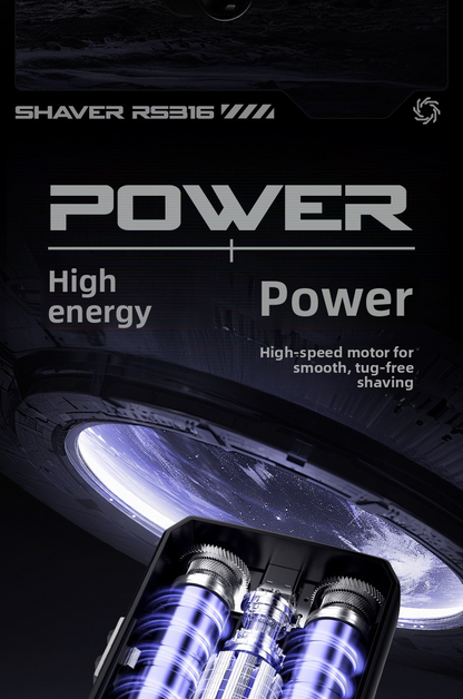 Electric shaver with 2 rotating heads, 3D flexible, fast charging Type-C, LED, water resistant, mini portable, black