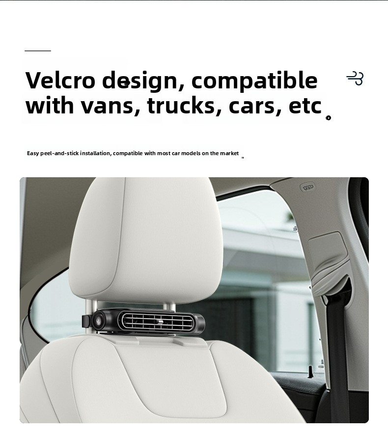 Upgraded Two Way Car Seat Fan, Bladeless Dual Turbo USB Rechargeable Battery vs Plug-in, 3 Speeds, Quiet Cooling for Driver, Backseat & Rear Passengers, Magic Sticker Mount, Portable for Car/RV/Truck, 3000mAh