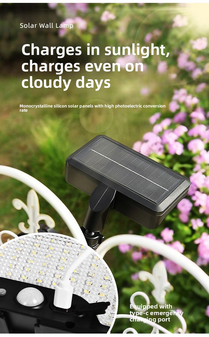 Solar Magnetic Light, Human Body Sensor, IP65 Waterproof, Super Bright, No-Drill Install, Outdoor Garden Wall Lamp