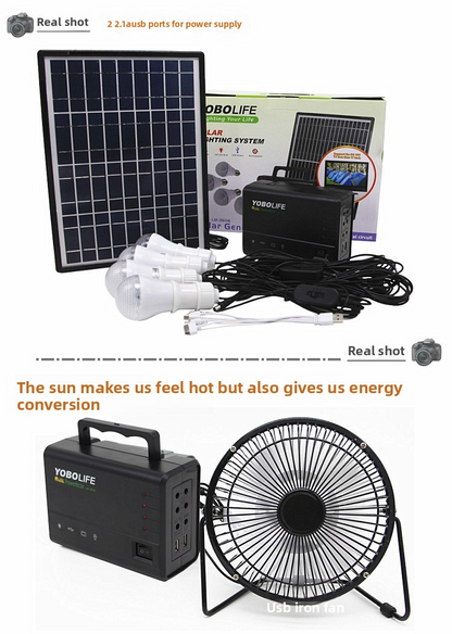60W Solar Generator Kit, 120W Portable Power Station for Home, 220V AC Outlet Off-Grid Solar Power System with 4 LED Bulbs & USB Port, Backup Power for TV, Laptop, Phone Charging for Camping Emergency
