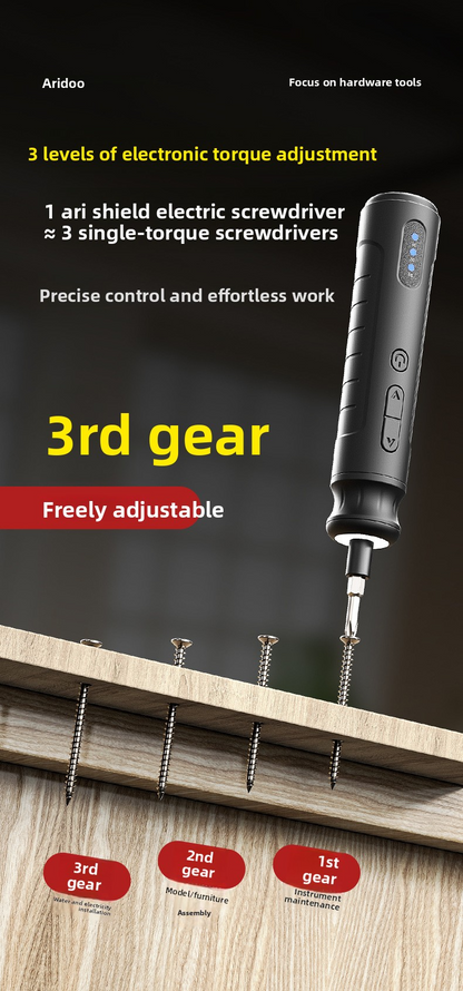 4.2V wireless electric screwdriver, 10Nm adjustable torque, accessory set, USB charging, 3 steps