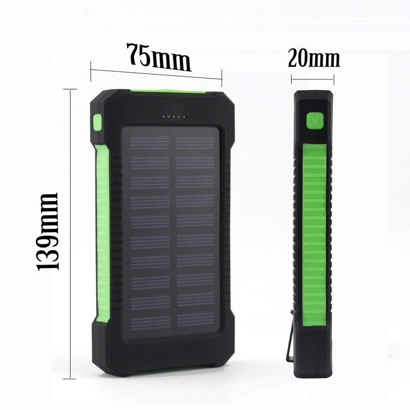 Solar Power Bank 10000mAh, Waterproof, LED Compass, Outdoor Emergency Charger, Solar Charging, Custom Logo, Portable for Camping