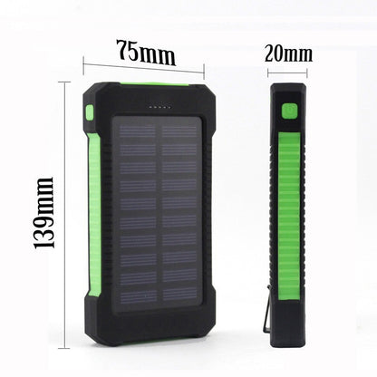 Solar Power Bank 10000mAh, Waterproof, LED Compass, Outdoor Emergency Charger, Solar Charging, Custom Logo, Portable for Camping