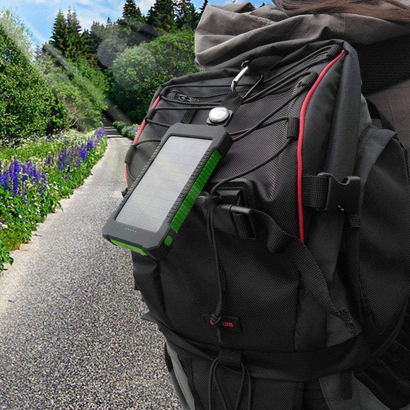 Solar Power Bank 10000mAh, Waterproof, LED Compass, Outdoor Emergency Charger, Solar Charging, Custom Logo, Portable for Camping