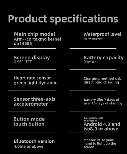 Smart waterproof watch show heart rate & blood pressure
