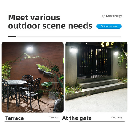 Solar Wall Lamp, 112LED 4-in-1 Motion Sensor, IP65 Waterproof, Outdoor Garden Gate Light, Auto On/Off, Super Bright