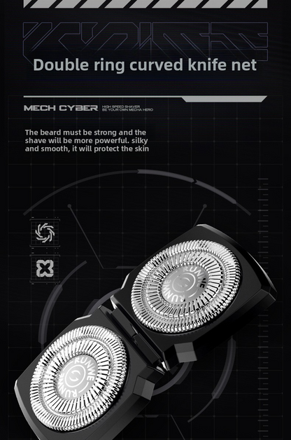 Electric shaver with 2 rotating heads, 3D flexible, fast charging Type-C, LED, water resistant, mini portable, black