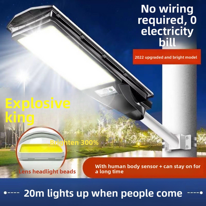 Outdoor LED Solar Lamp with Motion Sensor, 20W-40000W, IP67, for Courtyard and Garden