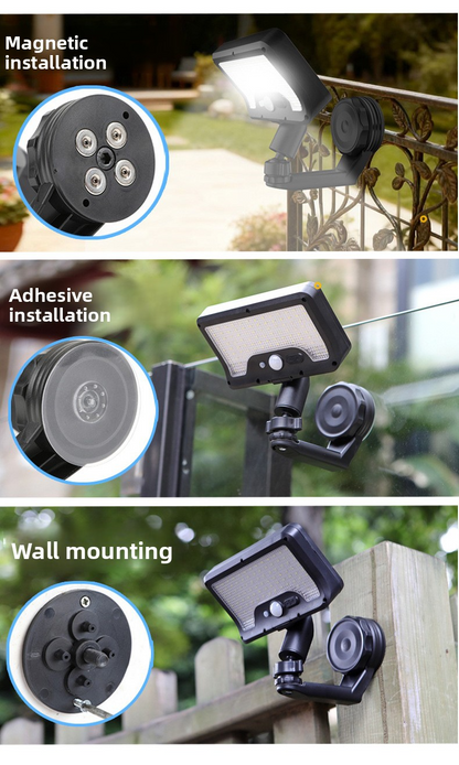 Solar Magnetic Light, Human Body Sensor, IP65 Waterproof, Super Bright, No-Drill Install, Outdoor Garden Wall Lamp
