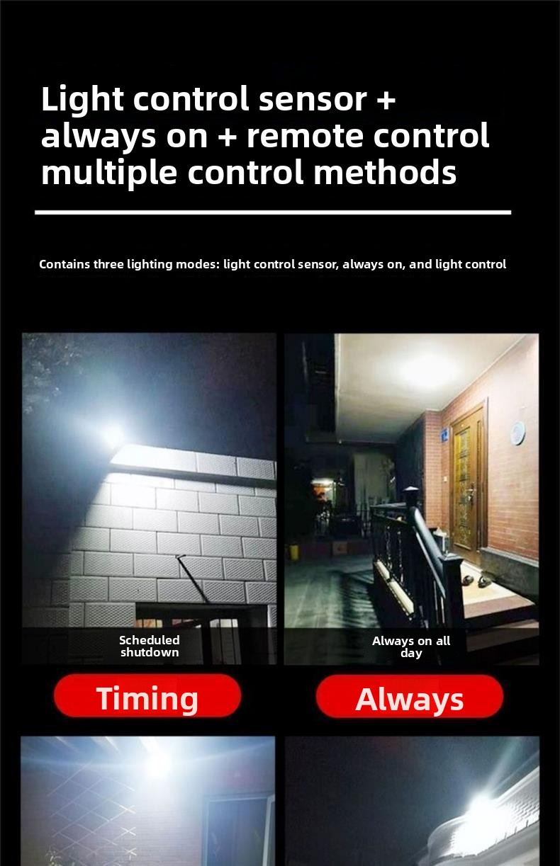 Outdoor LED Solar Lamp with Motion Sensor, 20W-40000W, IP67, for Courtyard and Garden