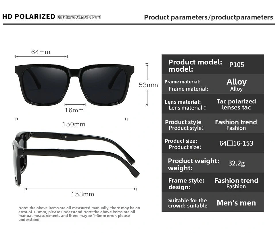 Men's Polarized Sunglasses, UV400, AntiReflex, Fishing Driving, Lightweight TR90 Frame, Aviator Design, 3 Filter Classes, Ideal Gift.