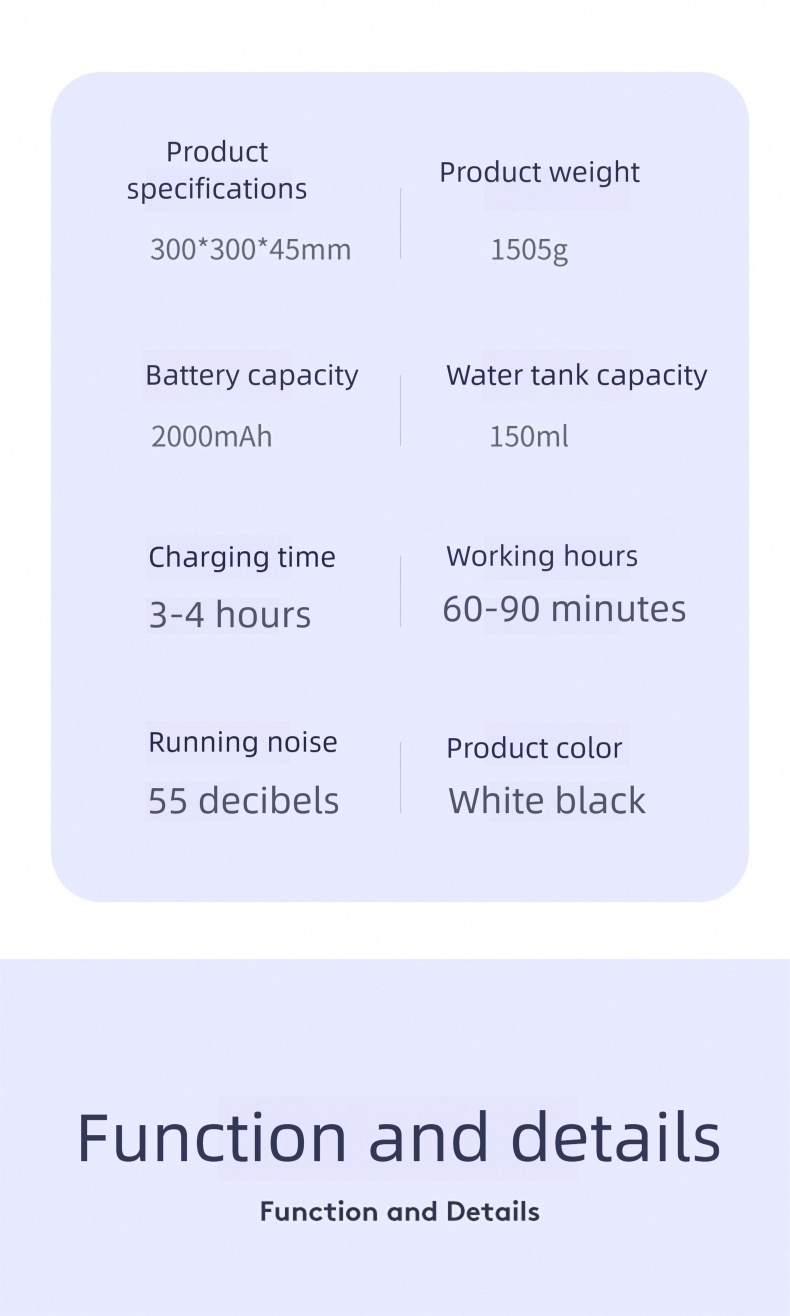 Cleaning robot, vacuum cleaner and mop with APP, 1800Pa, thin 4.5cm, 90 minutes autonomy, black/white