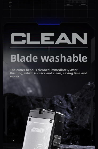 Electric shaver with 2 rotating heads, 3D flexible, fast charging Type-C, LED, water resistant, mini portable, black