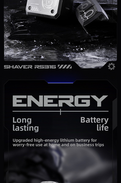 Electric shaver with 2 rotating heads, 3D flexible, fast charging Type-C, LED, water resistant, mini portable, black