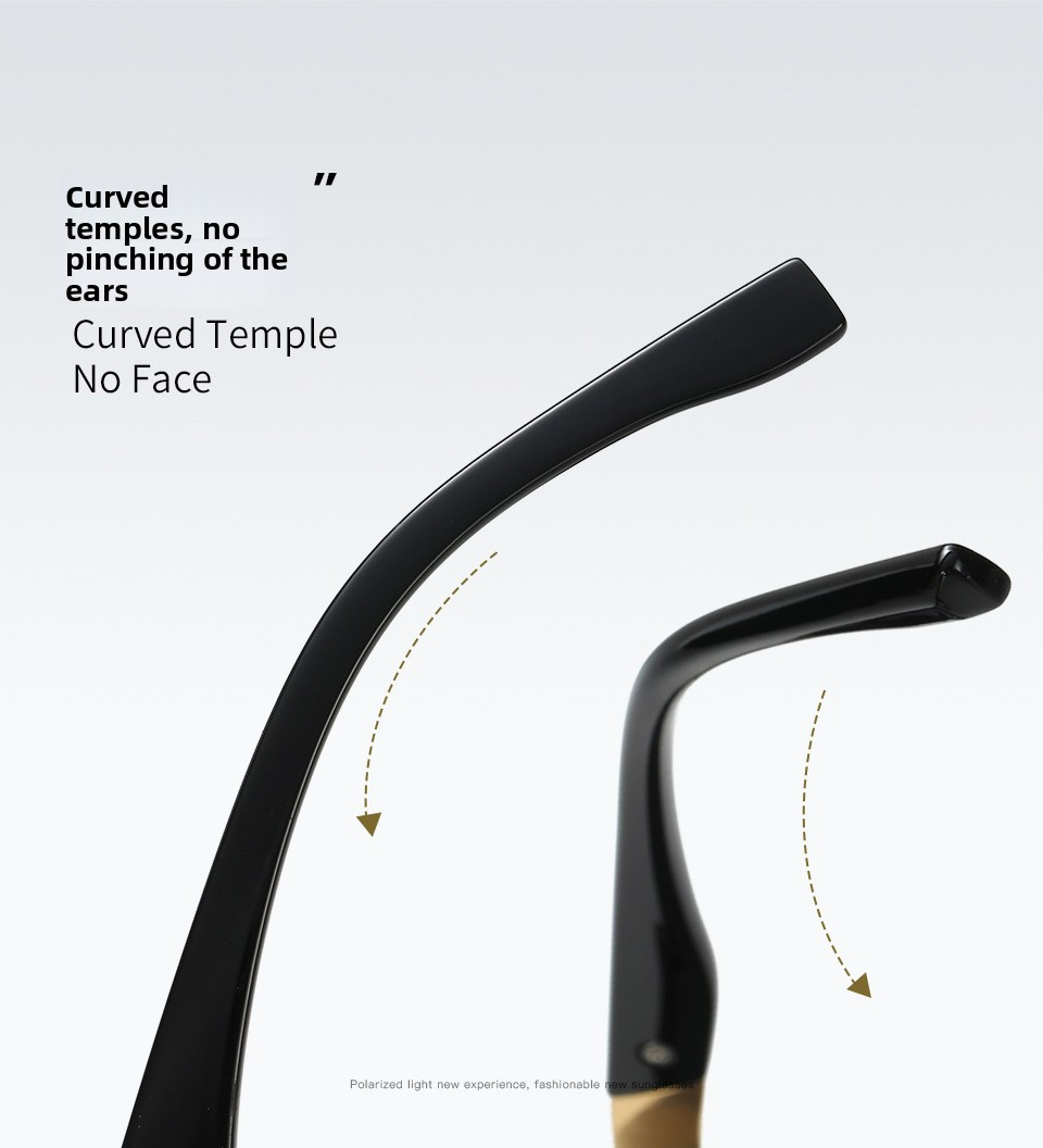 Ochelari de soare polarizați trendy, UV400, rame metalice + PC, negru/auriu, nuanță oglindă, unisex, potriviți pentru condus și pescuit