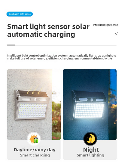 Solar Wall Lamp, 112LED 4-in-1 Motion Sensor, IP65 Waterproof, Outdoor Garden Gate Light, Auto On/Off, Super Bright
