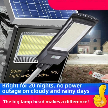 Outdoor LED Solar Lamp with Motion Sensor, 20W-40000W, IP67, for Courtyard and Garden