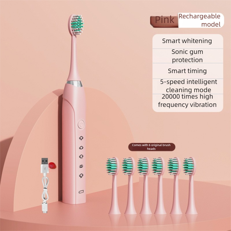 S6 Sonic Electric Toothbrush, 40,000 vibrations/min, IPX7, 5 modes, USB, fast shipping