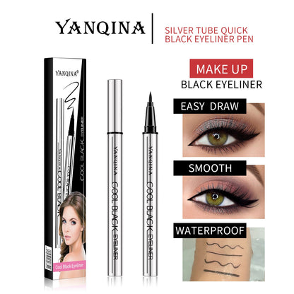 Waterproof Eyeliner Pen,YANQINA Cool Black Liquid Eyeliner,Smudge-Proof,Sweat-Resistant,Long-Lasting,Quick-Drying,Dark Black Pigment,Precision Felt Tip,1g Net,For Women & Girls Daily Makeup