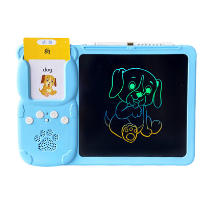 LCD tablet 10" children, 224 words, drawing+learning, gift 3-7 years, rechargeable, blue