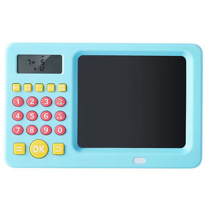 LCD writing tablet for math, reusable screen 8.5 inches, exercises mental calculation, educational gift children 7-14 years, rechargeable battery, blue