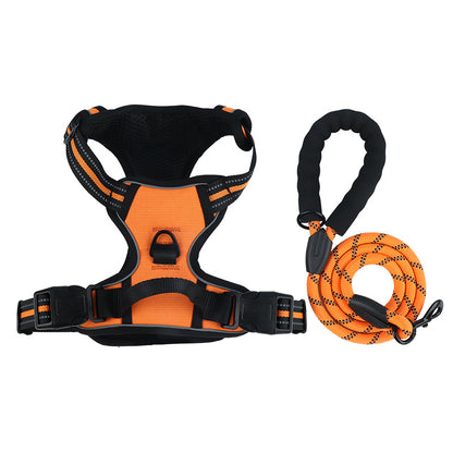 Chest Ham Dog Vest, Anti-pull, Breathable Mesh, Reflective Bands, Adjustable, For Dogs 4-42 kg, With Optional Leather