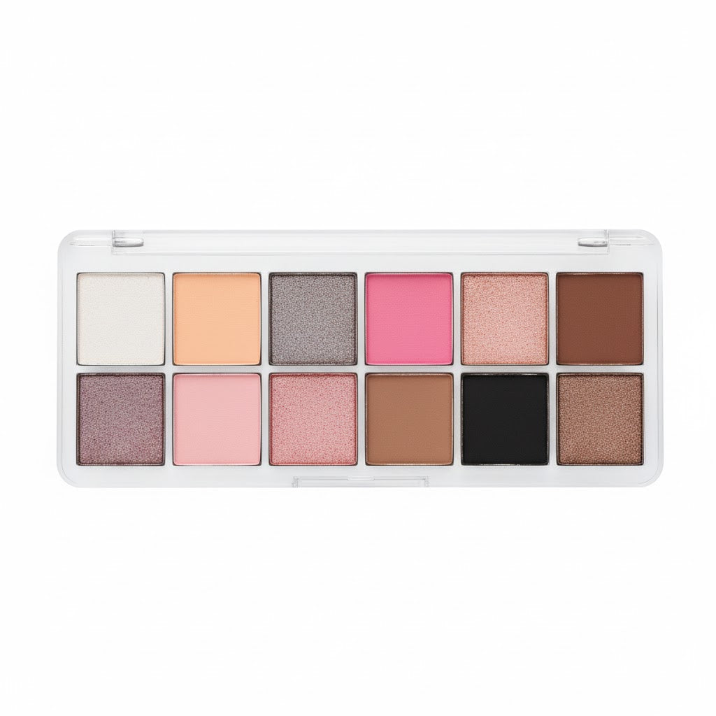 Eyeshadow Palette 12 Colors, Matte & Glitter Pigmented Makeup, Resistant, Universal, for Day and Party Makeup