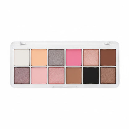 Eyeshadow Palette 12 Colors, Matte & Glitter Pigmented Makeup, Resistant, Universal, for Day and Party Makeup