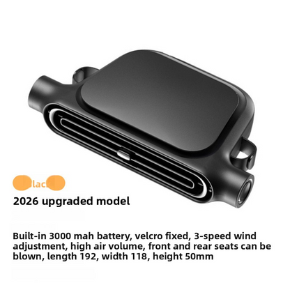 Upgraded Two Way Car Seat Fan, Bladeless Dual Turbo USB Rechargeable Battery vs Plug-in, 3 Speeds, Quiet Cooling for Driver, Backseat & Rear Passengers, Magic Sticker Mount, Portable for Car/RV/Truck, 3000mAh