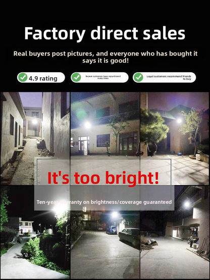 Outdoor LED Solar Lamp with Motion Sensor, 20W-40000W, IP67, for Courtyard and Garden