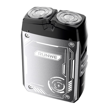 Electric shaver with 2 rotating heads, 3D flexible, fast charging Type-C, LED, water resistant, mini portable, black