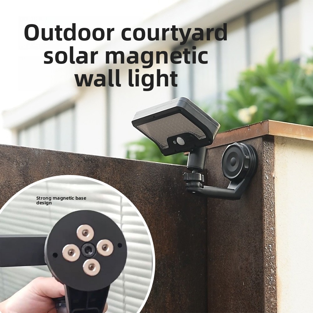 Solar Magnetic Light, Human Body Sensor, IP65 Waterproof, Super Bright, No-Drill Install, Outdoor Garden Wall Lamp