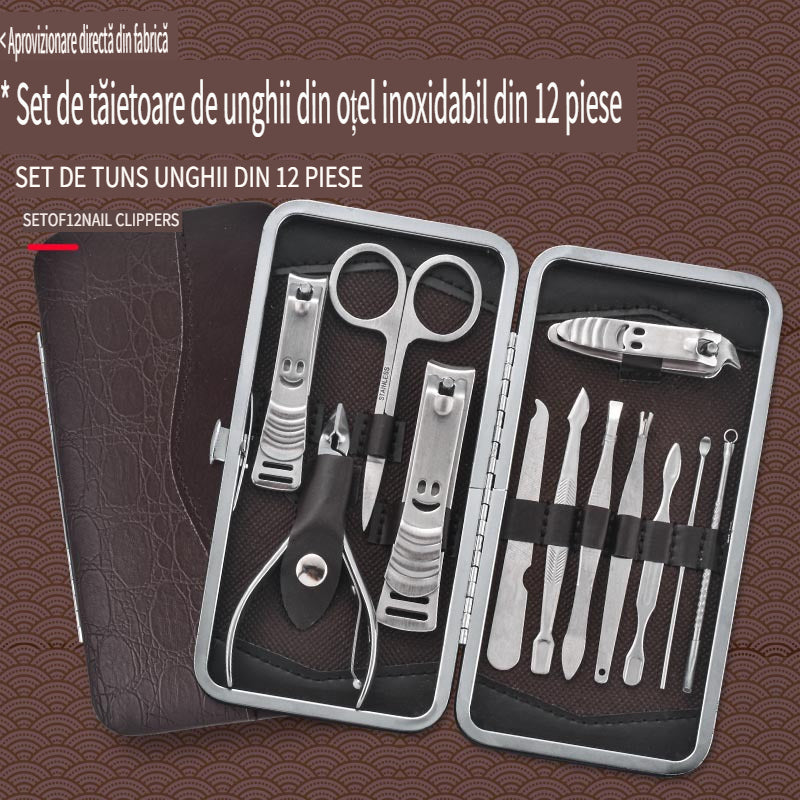Unlock Salon-Perfect Nails, Your Ultimate 12-Piece Stainless Steel Manicure Set