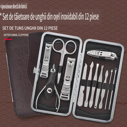 Unlock Salon-Perfect Nails, Your Ultimate 12-Piece Stainless Steel Manicure Set