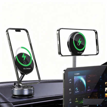 Phone support MagSafe wireless charging, powerful fan, 360° rotation, 15W, black
