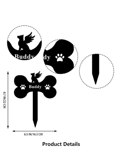 Memorial plaque for pets, bone shape, durable metal, rust-resistant, easy to install in the garden, size 22 cm x 16.5 cm