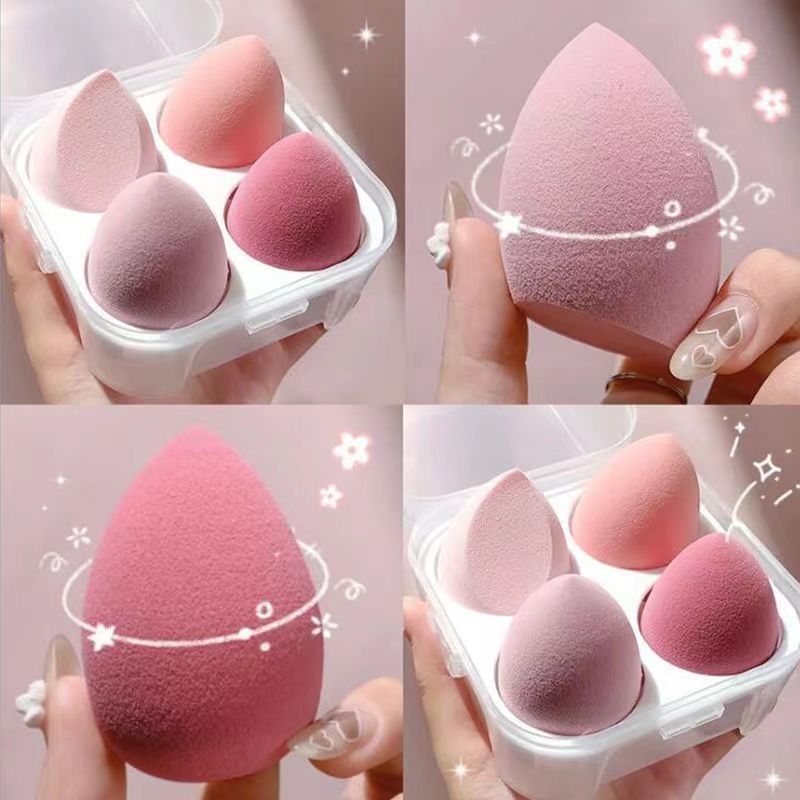 Super Soft Makeup Sponge Set, Latex-Free Beauty Blender for Flawless Foundation, Wet&Dry Dual Use, No Absorption No Crumbs, Bouncy Blend vs Brush Streaks, 4pcs Travel Box, Pink