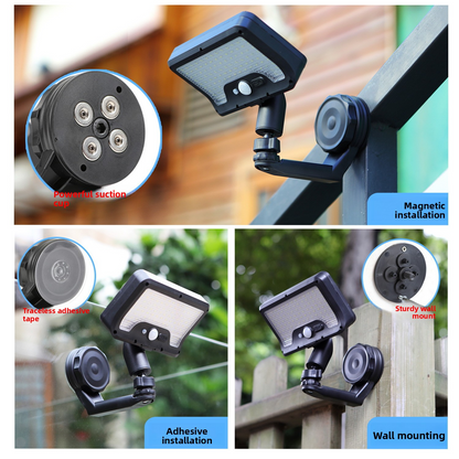 Solar Magnetic Light, Human Body Sensor, IP65 Waterproof, Super Bright, No-Drill Install, Outdoor Garden Wall Lamp