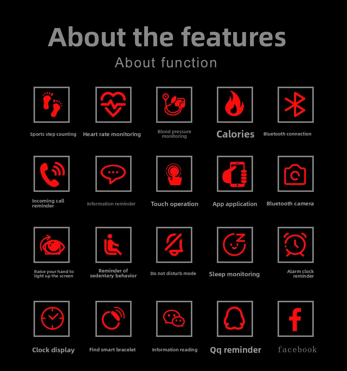 Smart waterproof watch show heart rate & blood pressure