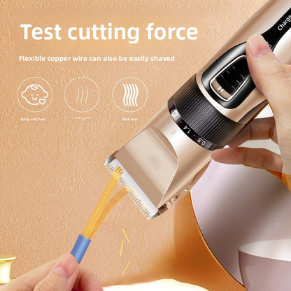 Hairdresser for adults, rechargeable, stainless steel/ceramic blade, complete set of accessories, gold, high power, 1-3h autonomy