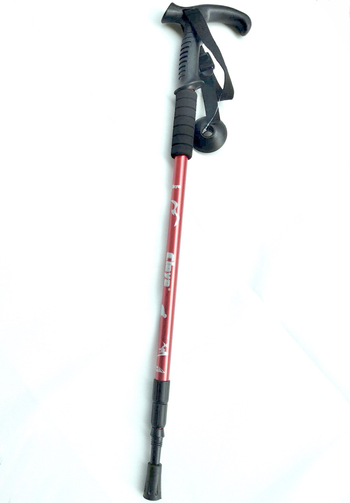 Aluminum alloy walking sticks, telescopic 3 sections, 320g, adjustable 135cm, T or straight handle, red – maximum stability!