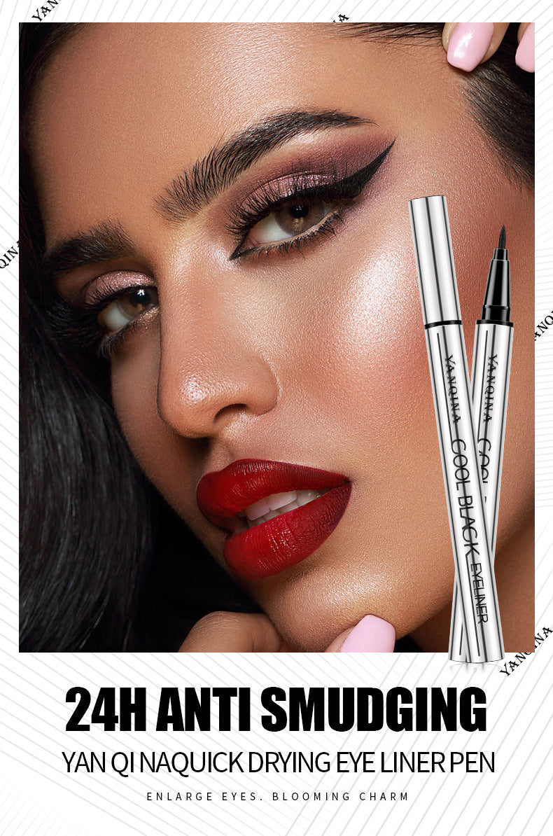 Waterproof Eyeliner Pen,YANQINA Cool Black Liquid Eyeliner,Smudge-Proof,Sweat-Resistant,Long-Lasting,Quick-Drying,Dark Black Pigment,Precision Felt Tip,1g Net,For Women & Girls Daily Makeup