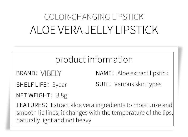 Aloe Vera Temperature Color Changing Lipstick,Moisturizing , Long-Lasting,Waterproof,Non-Stick Cup, Natural Finish, Lip Care , Color in One