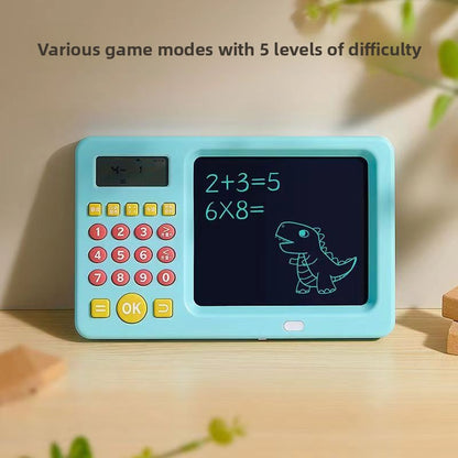 LCD writing tablet for math, reusable screen 8.5 inches, exercises mental calculation, educational gift children 7-14 years, rechargeable battery, blue