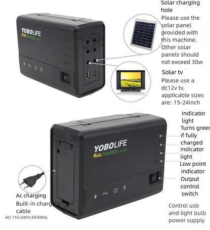 Solar Generator Kit, 120W Portable Power Station for Home, 220V AC Outlet Off-Grid Solar Power System with 4 LED Bulbs & USB Port, Backup Power for TV, Laptop, Phone Charging for Camping Emergency